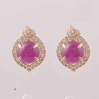 2.91 Ct Round Ruby 9K Gold Earrings