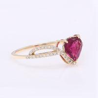 1.11 Ct Heart Mixed Cut Natural Tourmaline 14K Gold Ring