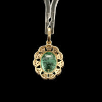 2.13 Ct Oval Mixed Cut Natural Emerald 14K Gold Pendant