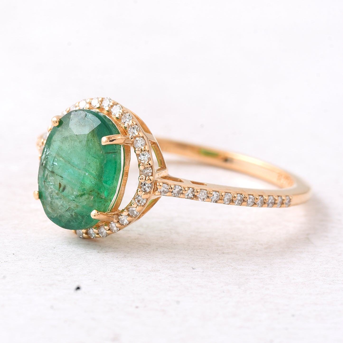 2.00 Ct Single Cut Natural Emerald 14K Gold Ring