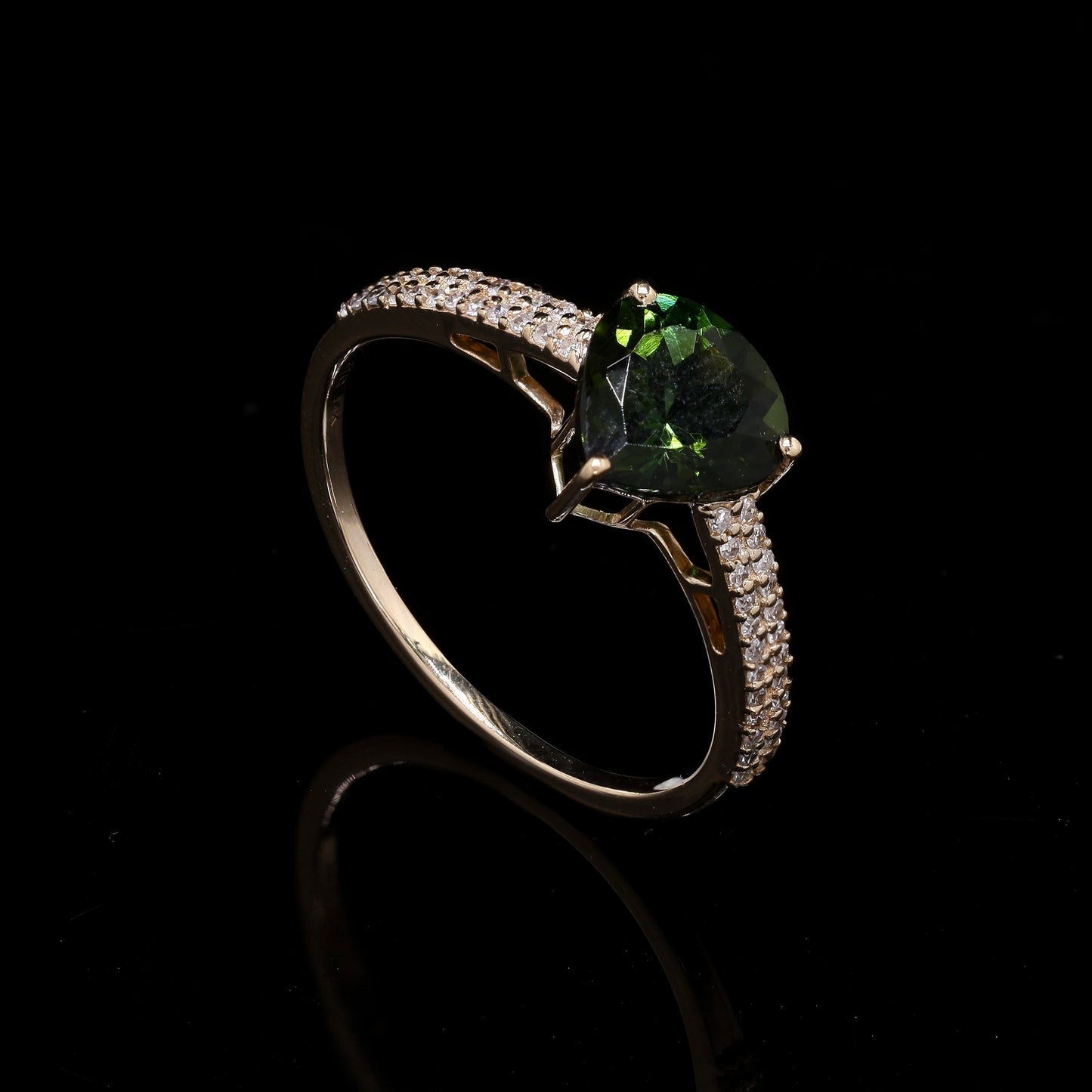 1.53 Ct Pear Mixed Cut Natural Tourmaline 14K Gold Ring