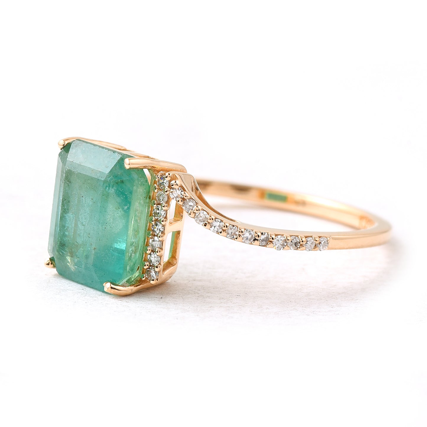 2.48 Ct Octagon Emerald 14K Gold Ring