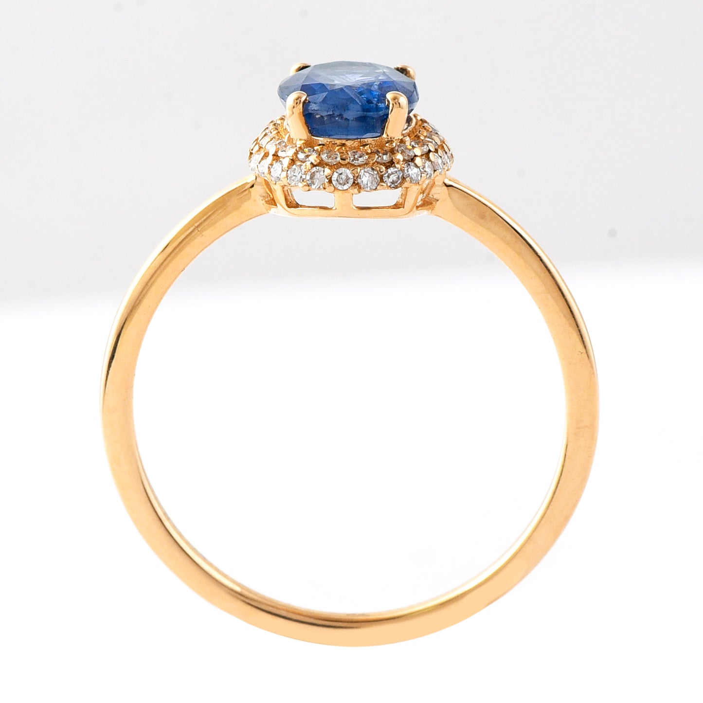 1.46 Ct Oval Mixed Cut Natural Sapphire 14K Gold Ring