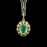 2.13 Ct Oval Mixed Cut Natural Emerald 14K Gold Pendant