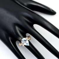 2.76 Ct Pear Mixed Cut Natural Beryl Aquamarine 14K Gold Ring