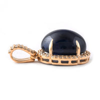 7.73 Ct Oval Cabochon Cut Natural Sapphire 14K Gold Pendant