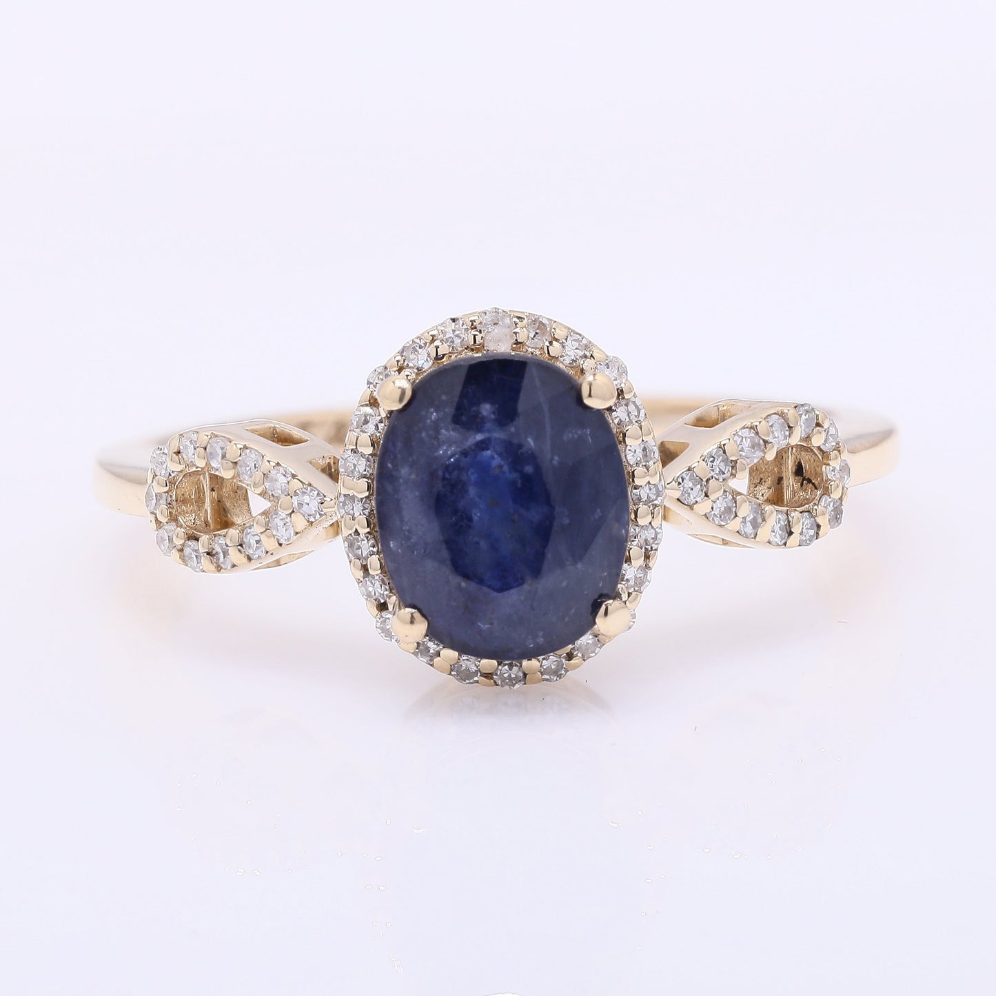 2.29 Ct Oval Mixed Cut Natural Sapphire 14K Gold Ring