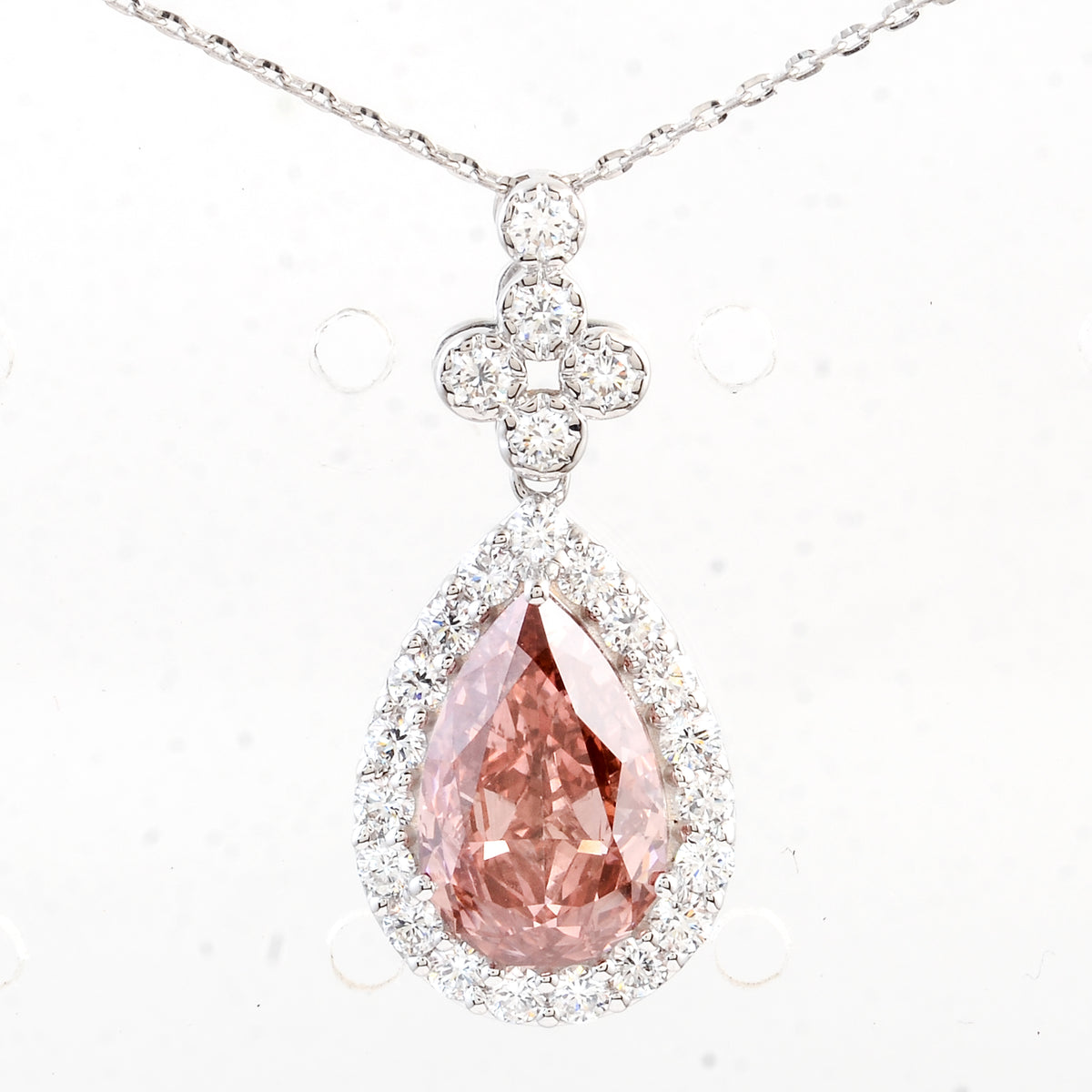 3.68 Carats Pink Lab Grown Diamond 14K Gold Pendant