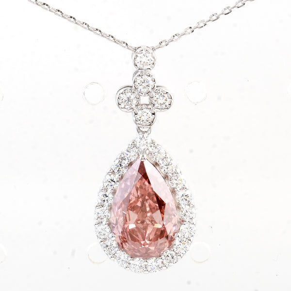 3.68 Carats Pink Lab Grown Diamond 14K Gold Pendant