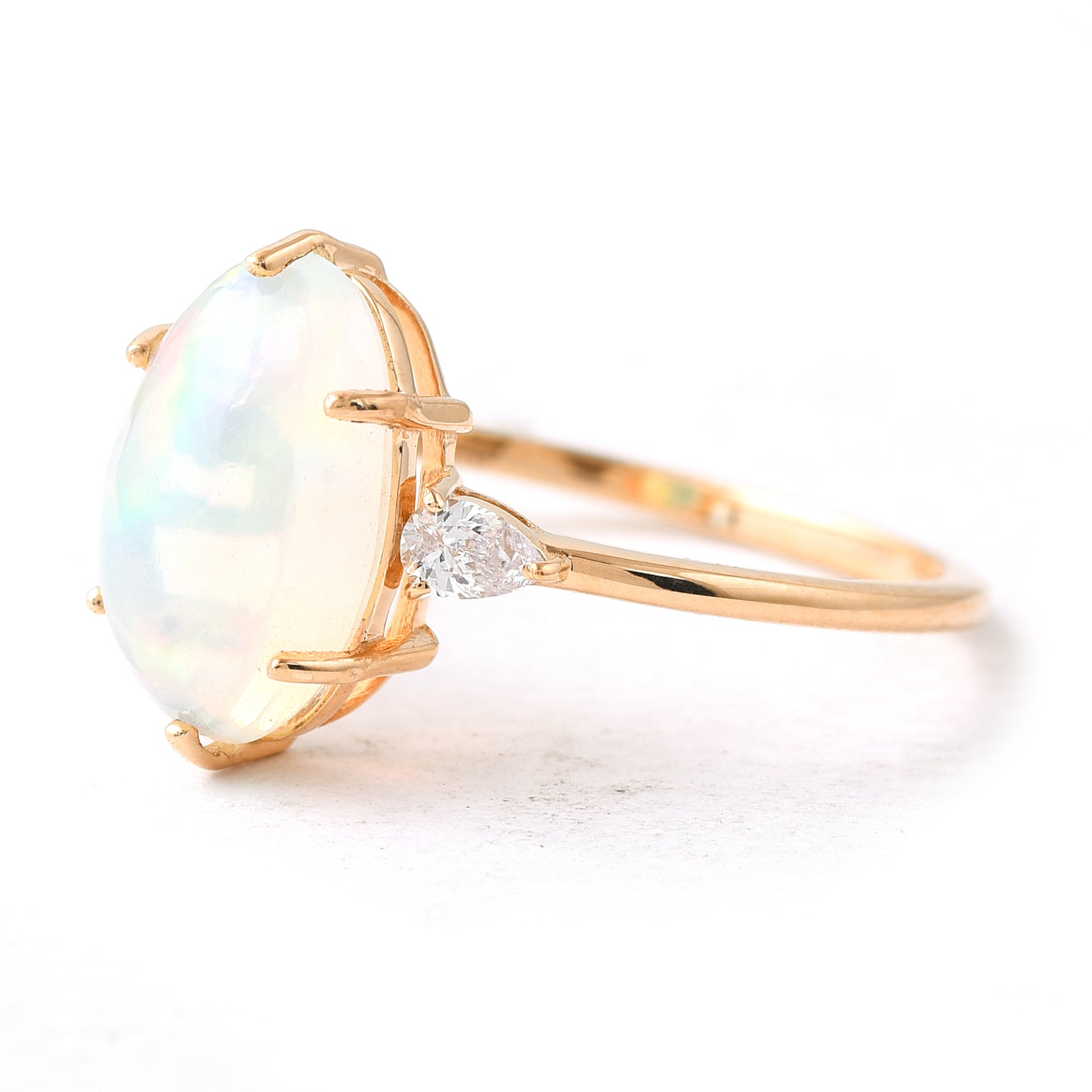 1.50 Ct Oval Cabochon Cut Natural Opal 14K Gold Ring