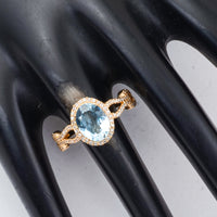 1.83 Ct Oval Mixed Cut Natural Aquamarine 14K Gold Ring
