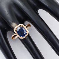 3.11 Ct Oval Mixed Cut Natural Sapphire 14K Gold Ring
