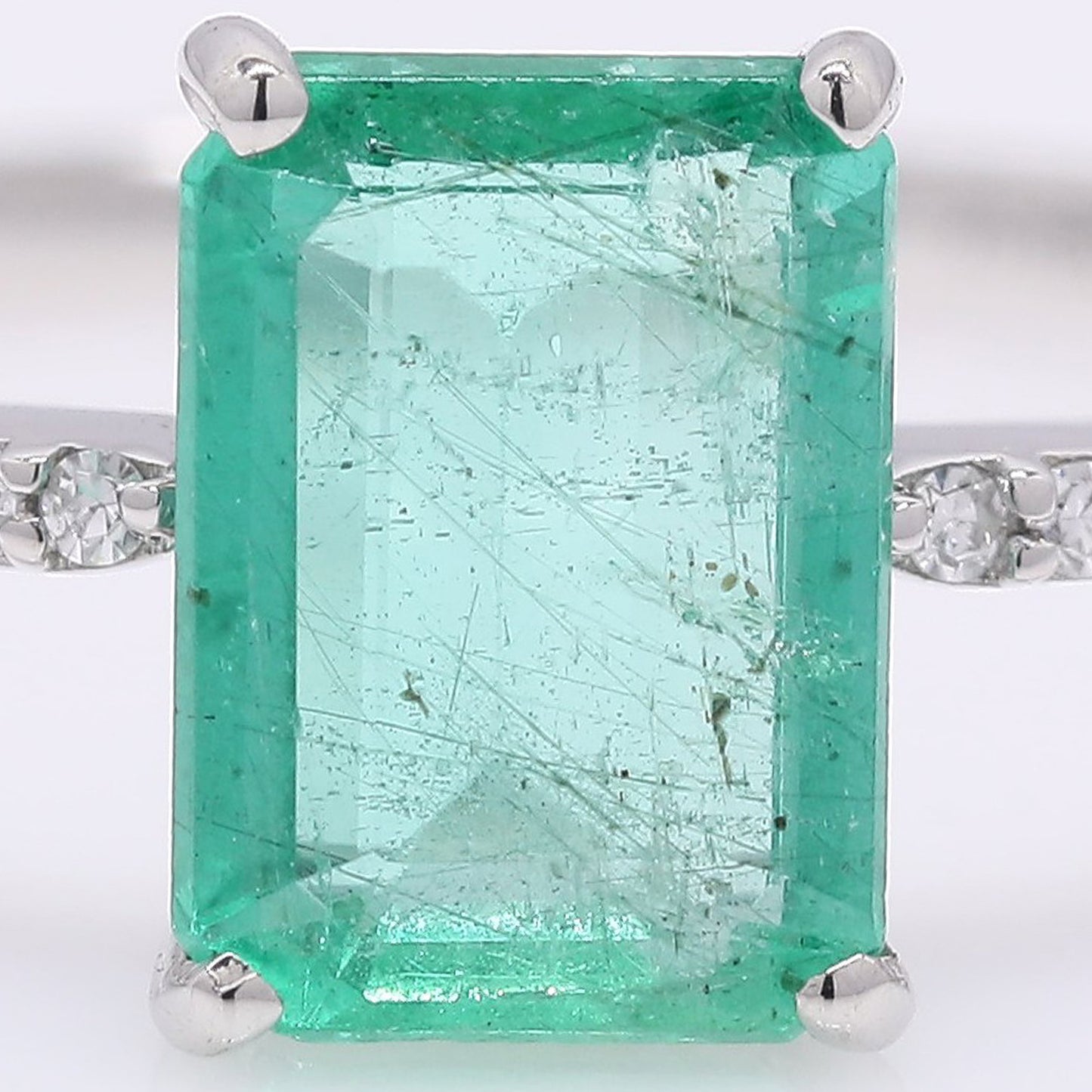 1.17 Ct Octagon Step Cut Natural Emerald 950 Platinum Ring