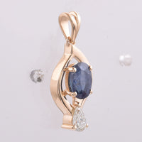 1.35 Ct Oval Natural Sapphire 14K Gold Pendant