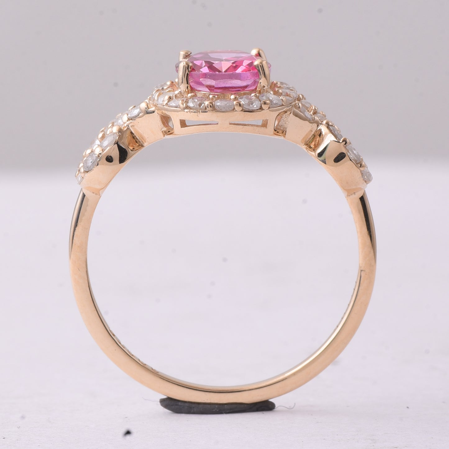 1.91 Ct Oval Pink Topaz 9K Gold Ring