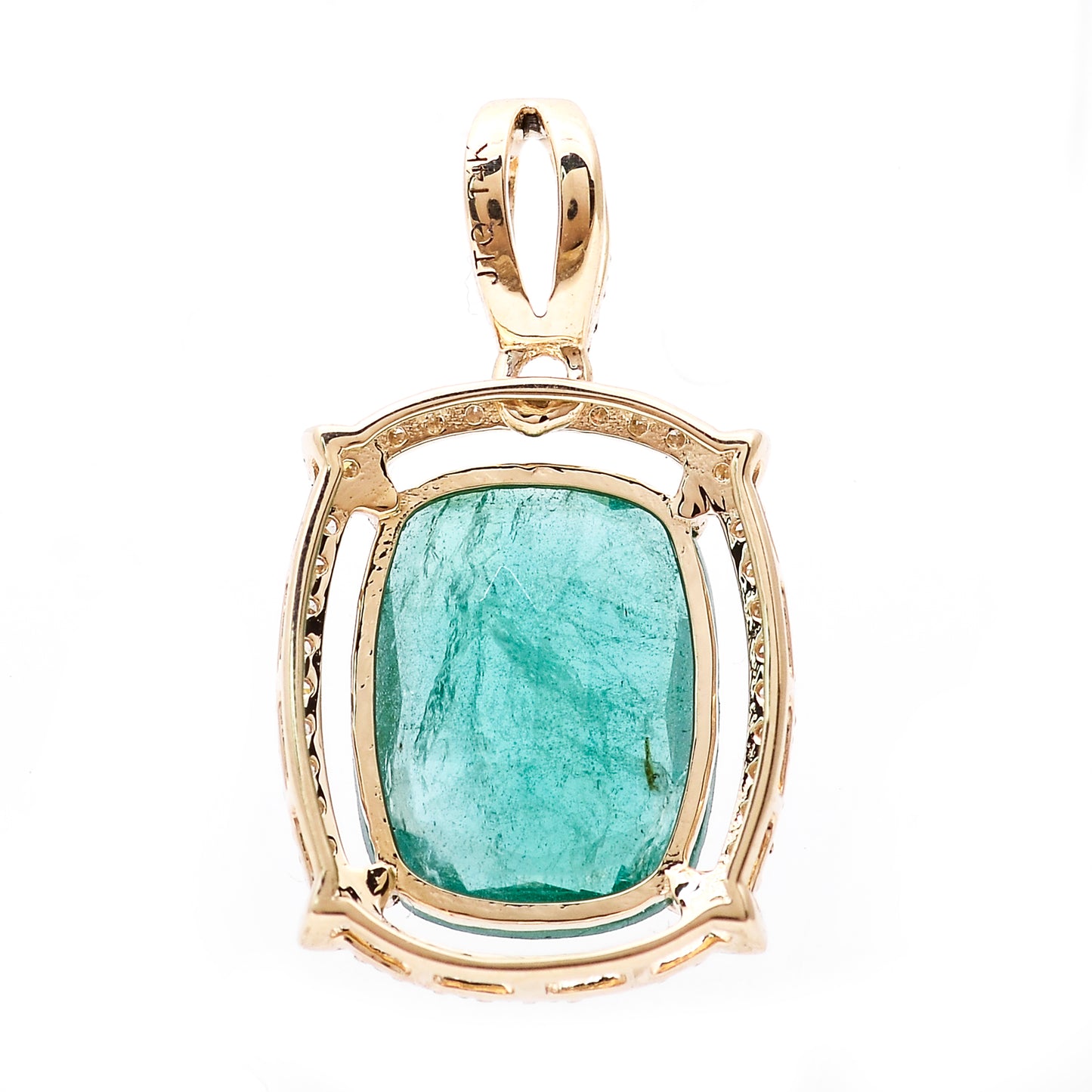2.93 Ct Cushion Natural Emerald 14K Gold Pendant