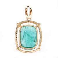 2.93 Ct Cushion Natural Emerald 14K Gold Pendant