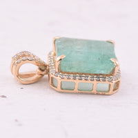 4.87 Ct Octagon Step Cut Natural Emerald 14K Gold Pendant