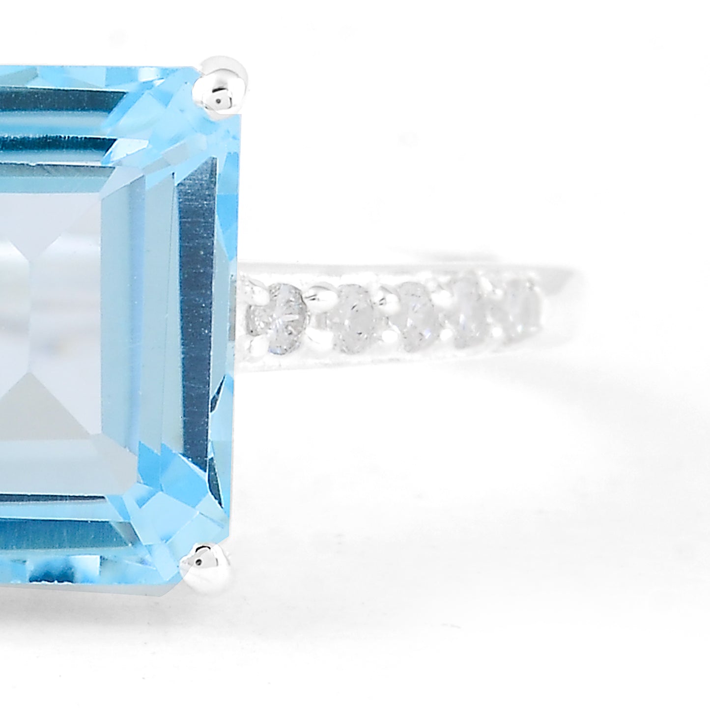 5.10 Ct Octagon Blue Topaz, Cubic Zirconia 925 Sterling Silver Ring