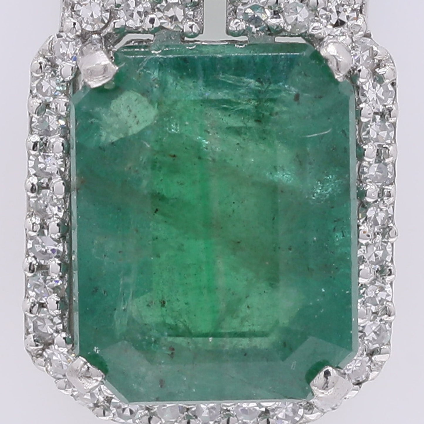 2.92 Ct Octagon Step Cut Natural Emerald 950 Platinum Pendant