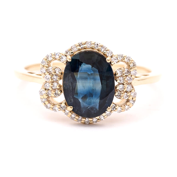 2.09 Ct Oval Natural Sapphire 14K Gold Ring