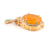 1.93 Ct Oval Mixed Cut Natural Fire Opal 14K Gold Pendant