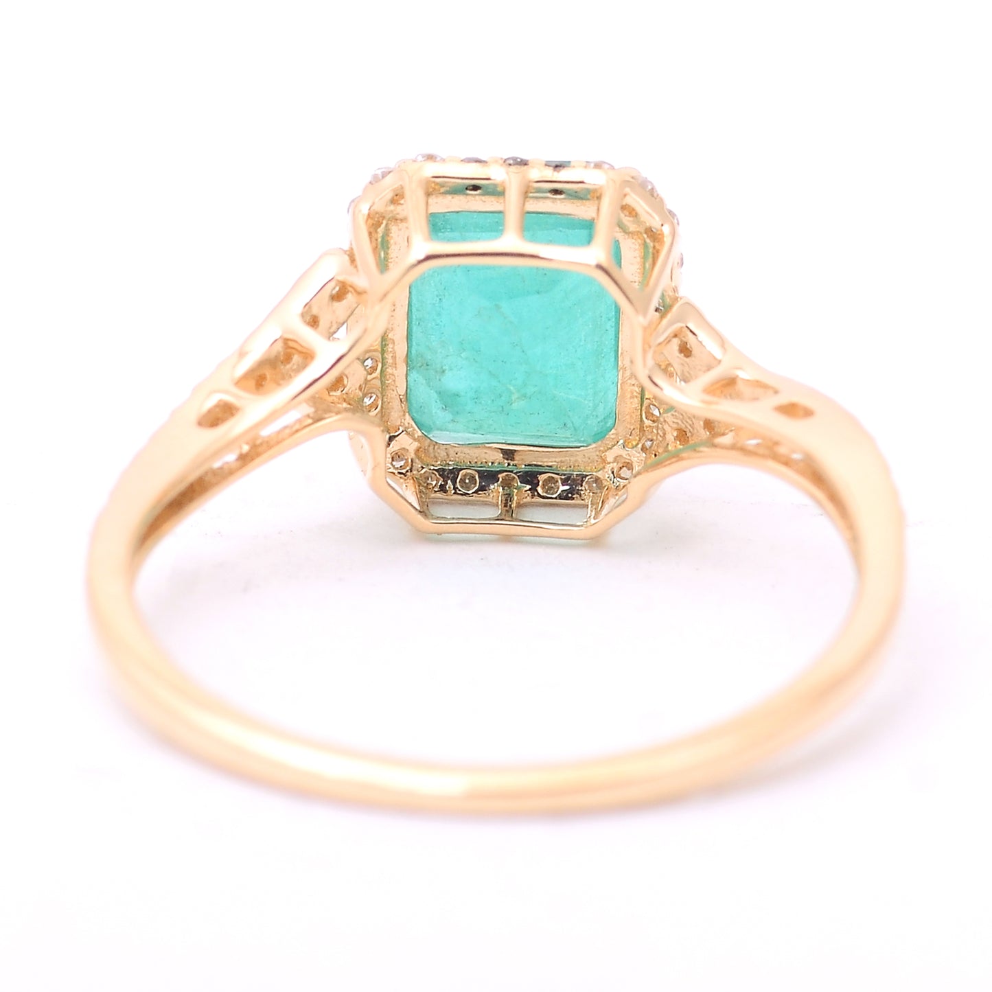 1.80 Ct Octagon Step Cut Natural Emerald 14K Gold Ring