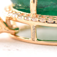5.74 Ct Oval Mixed Cut Natural Emerald 14K Gold Pendant