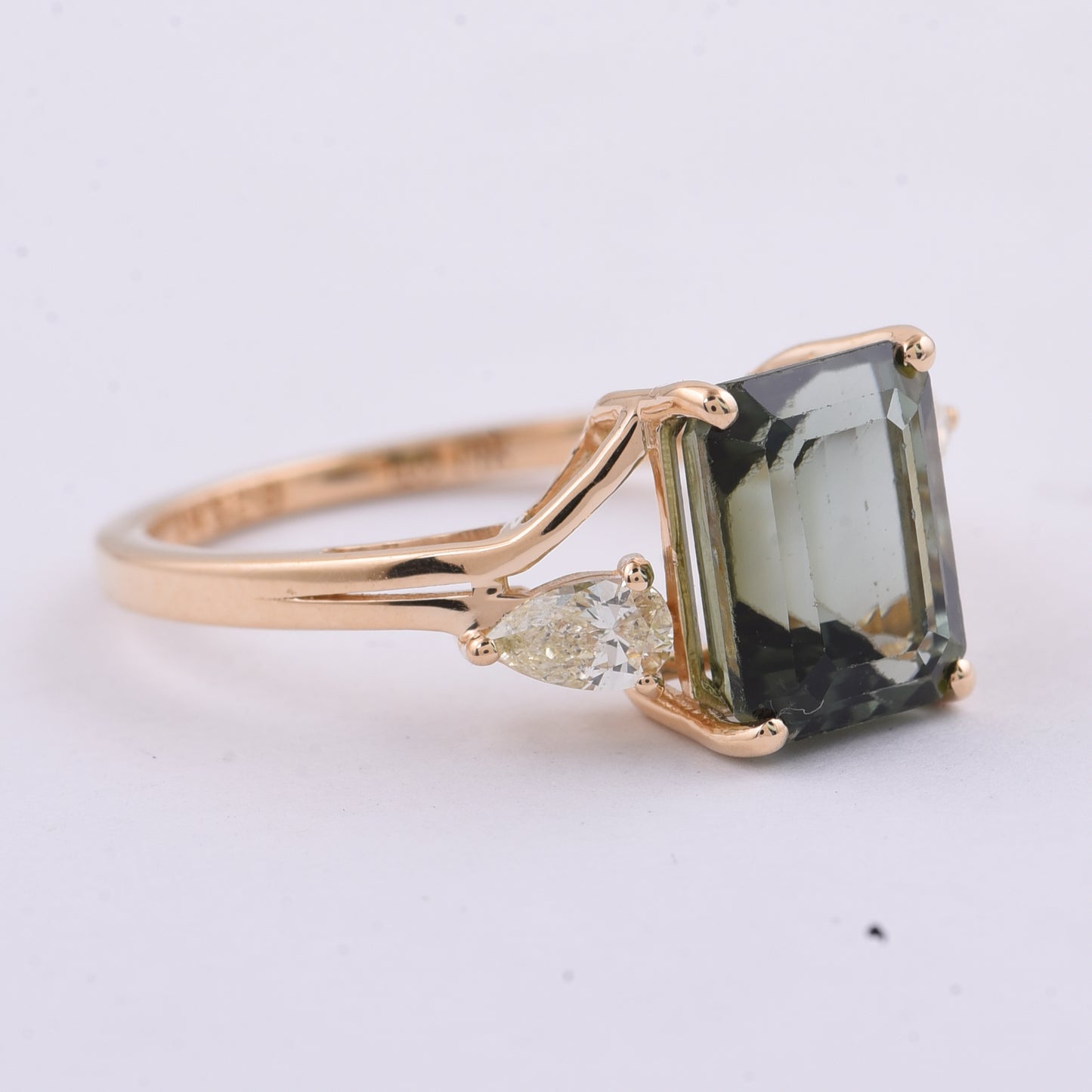 3.38 Ct Octagon Step Cut Natural Tourmaline 14K Gold Ring