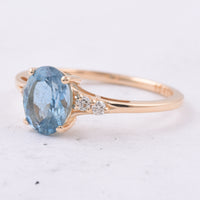 1.23 Ct Oval Natural Aquamarine 14K Gold Ring