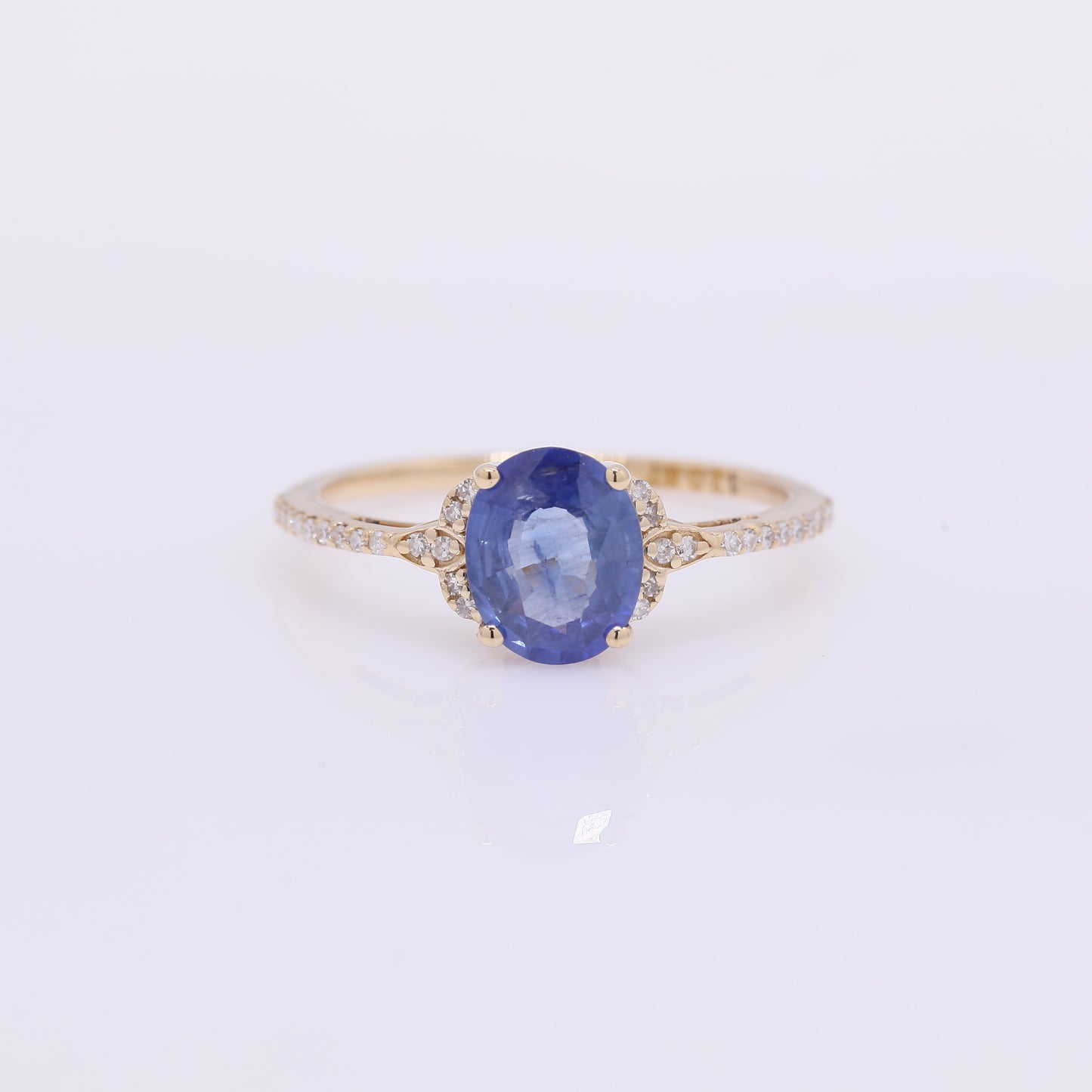 1.55 Ct Oval Mixed Cut Natural Sapphire 14K Gold Ring