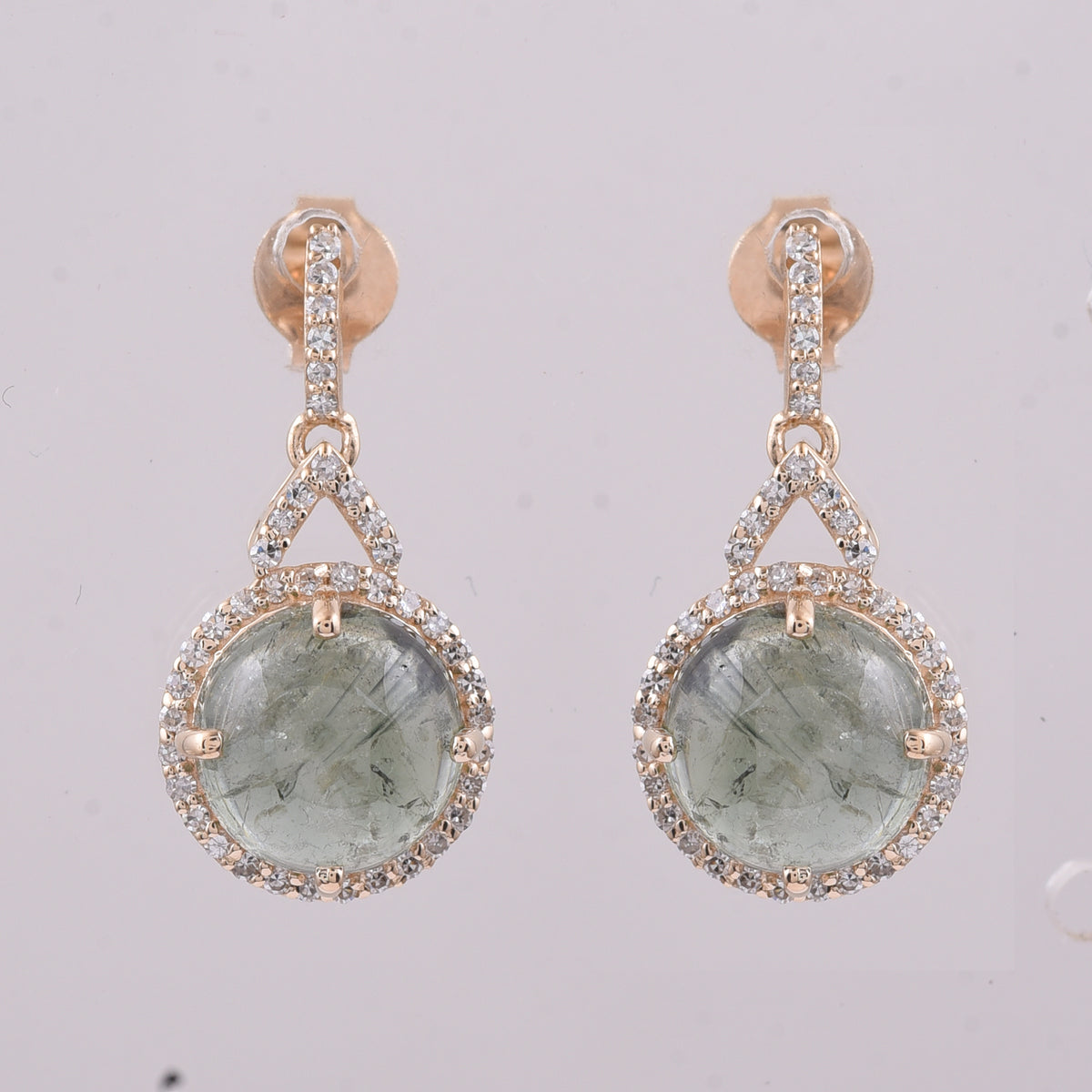 5.62 Ct Round Tourmaline 9K Gold Earrings