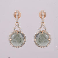 5.62 Ct Round Tourmaline 9K Gold Earrings