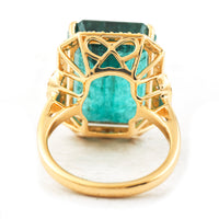 17.80 Ct Emerald Cut Natural Beryl Emerald 18K Gold Ring