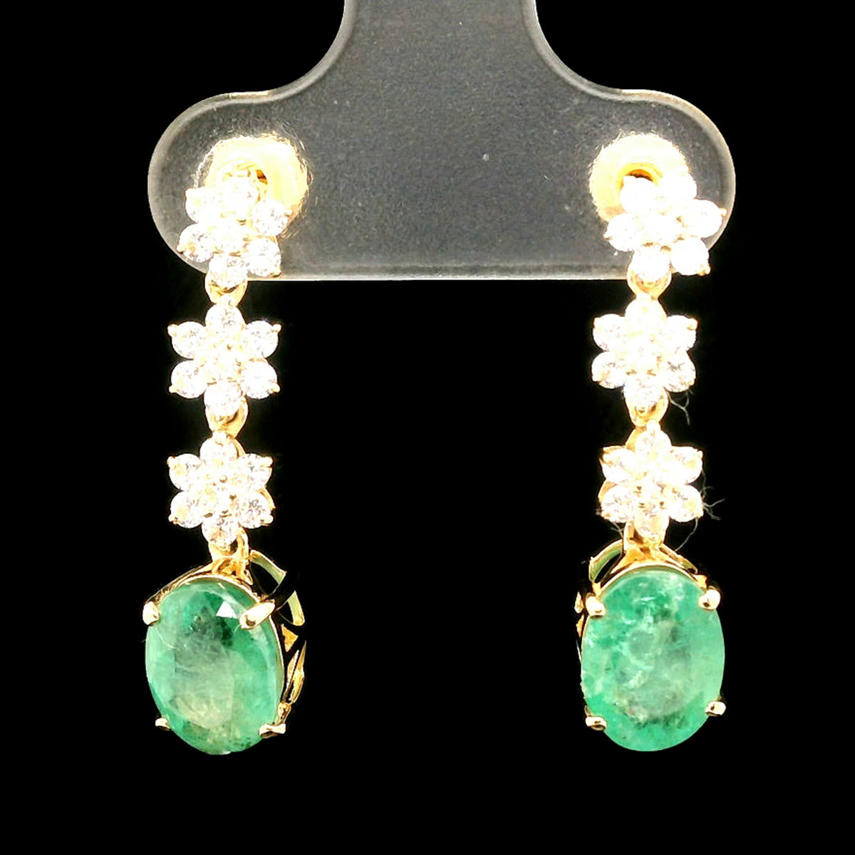 3.03 Ct Oval Emerald 14K Gold Earrings