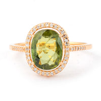 2.40 Ct Oval Mixed Cut Natural Green Sapphire 14K Gold Ring