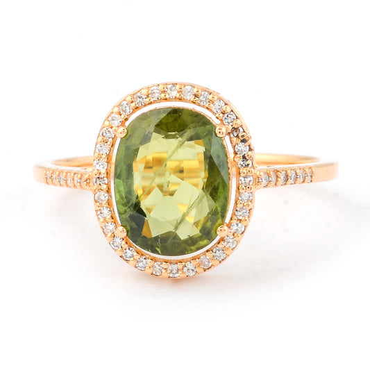 2.40 Ct Oval Mixed Cut Natural Green Sapphire 14K Gold Ring