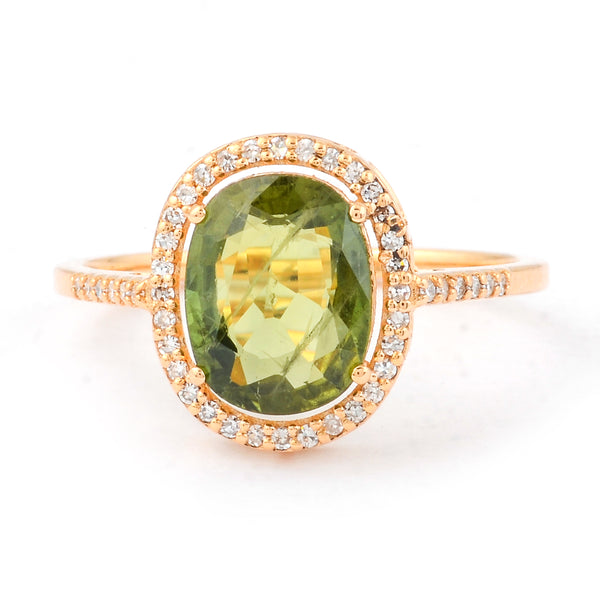 2.40 Ct Oval Mixed Cut Natural Green Sapphire 14K Gold Ring