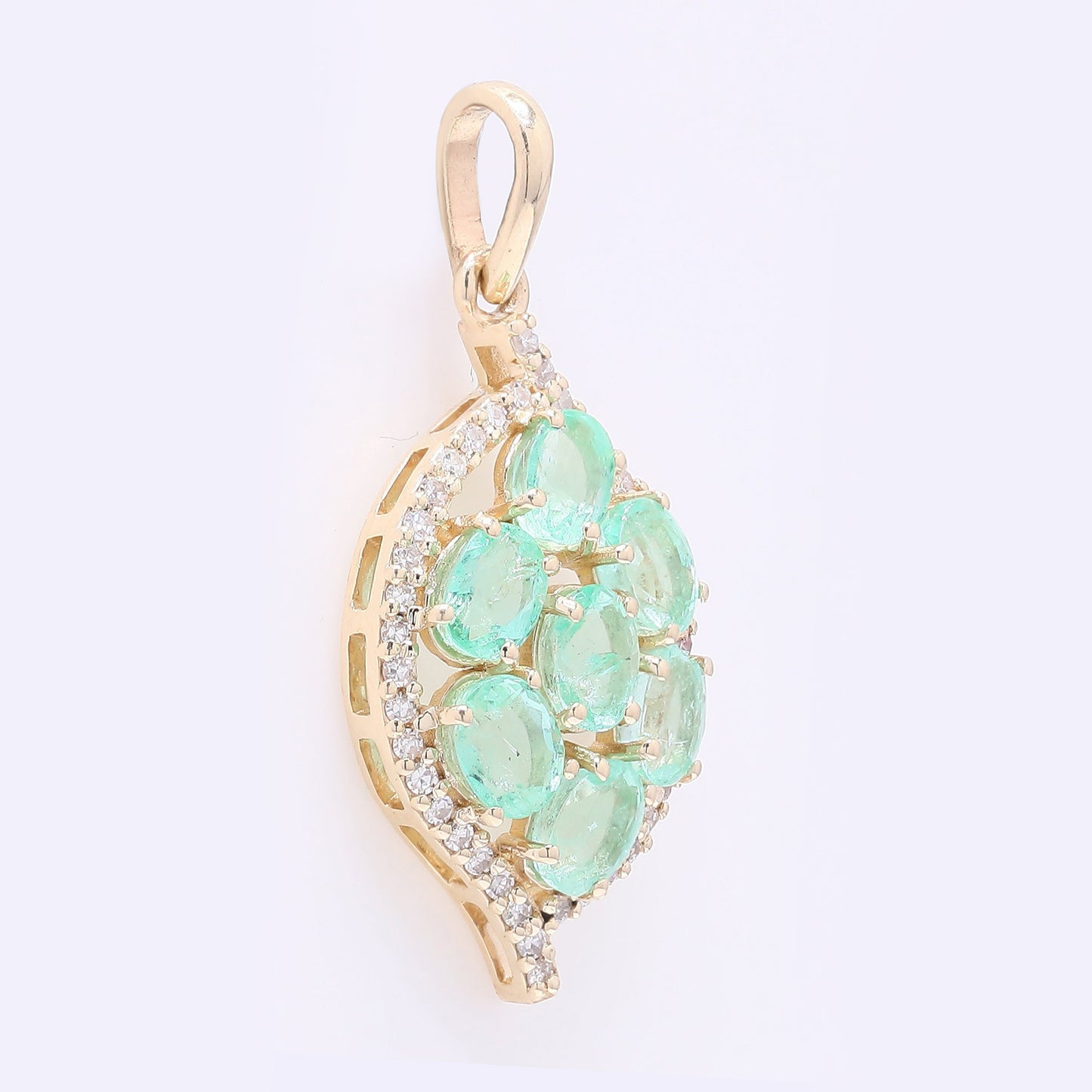 1.36 Ct Oval Mixed Cut Natural Emerald 14K Gold Pendant