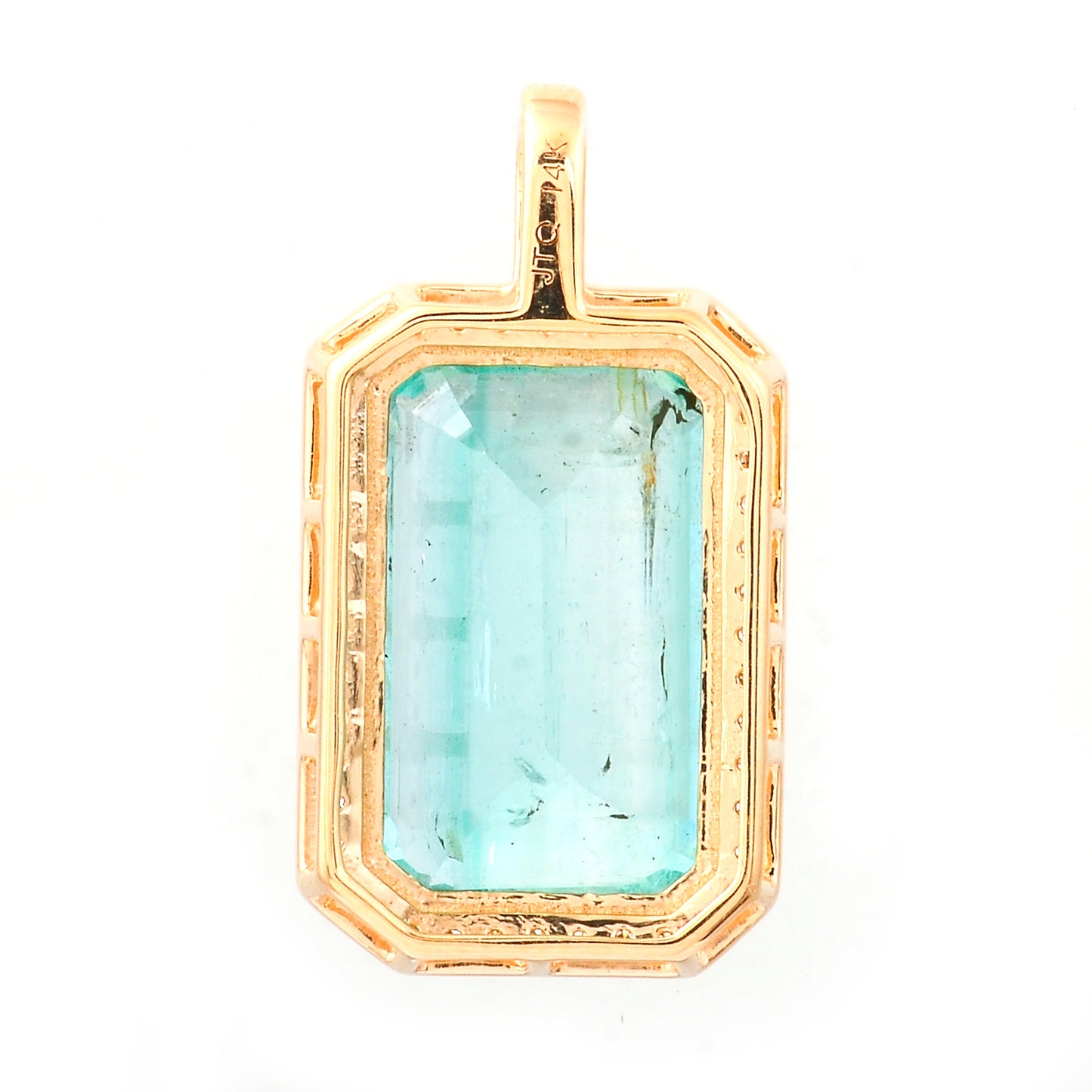 5.49 Ct Octagon Step Cut Natural Emerald 14K Gold Pendant