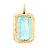 5.49 Ct Octagon Step Cut Natural Emerald 14K Gold Pendant