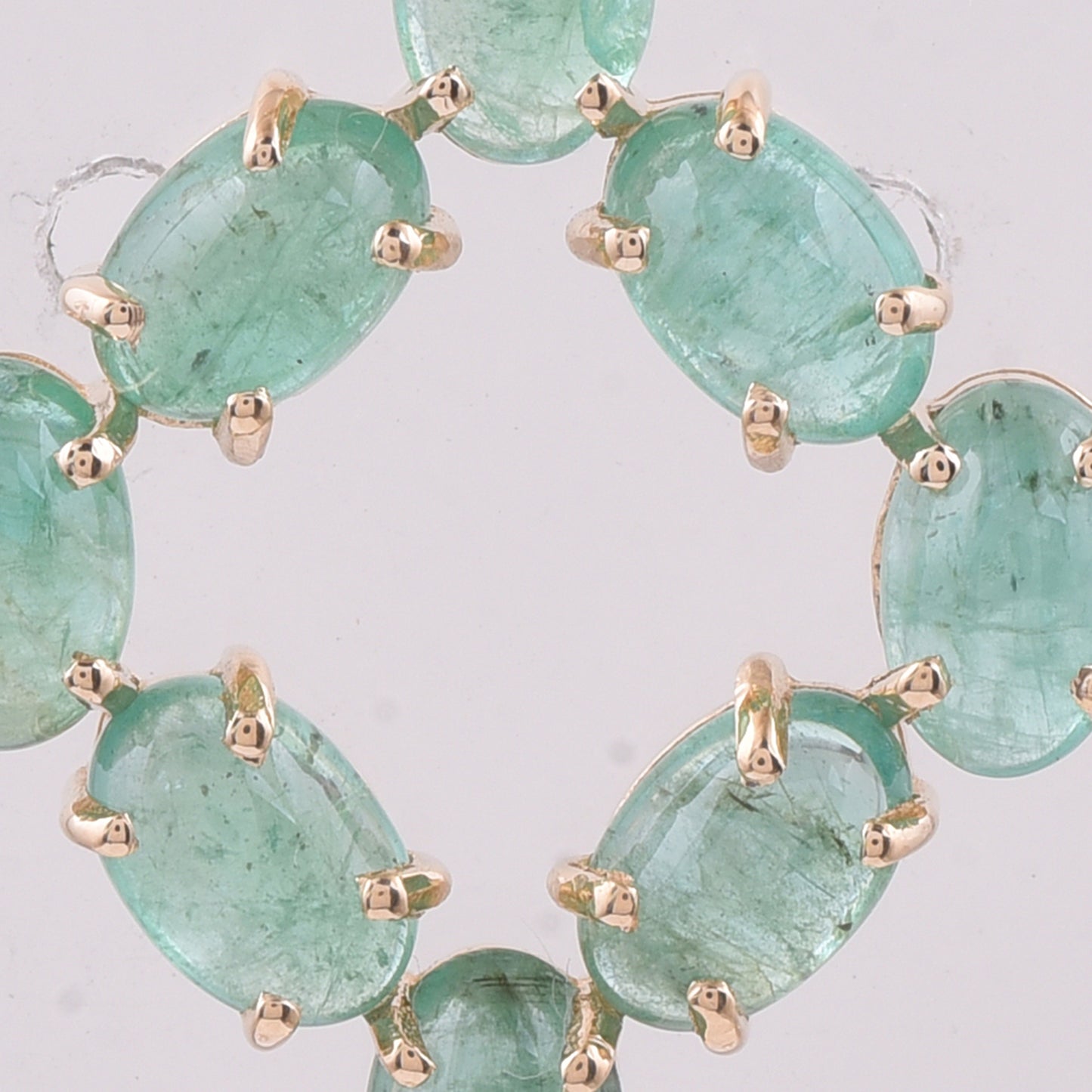 3.94 Ct Oval Cabochon Cut Natural Emerald 14K Gold Pendant