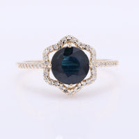 1.95 Ct Round Mixed Cut Natural Sapphire 14K Gold Ring