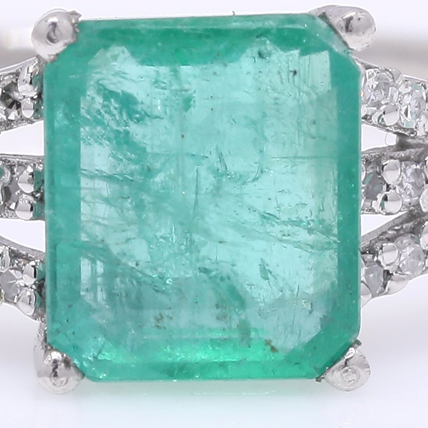 1.39 Ct Octagon Step Cut Natural Emerald 950 Platinum Ring