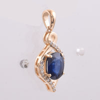 1.60 Ct Oval Natural Sapphire 14K Gold Pendant