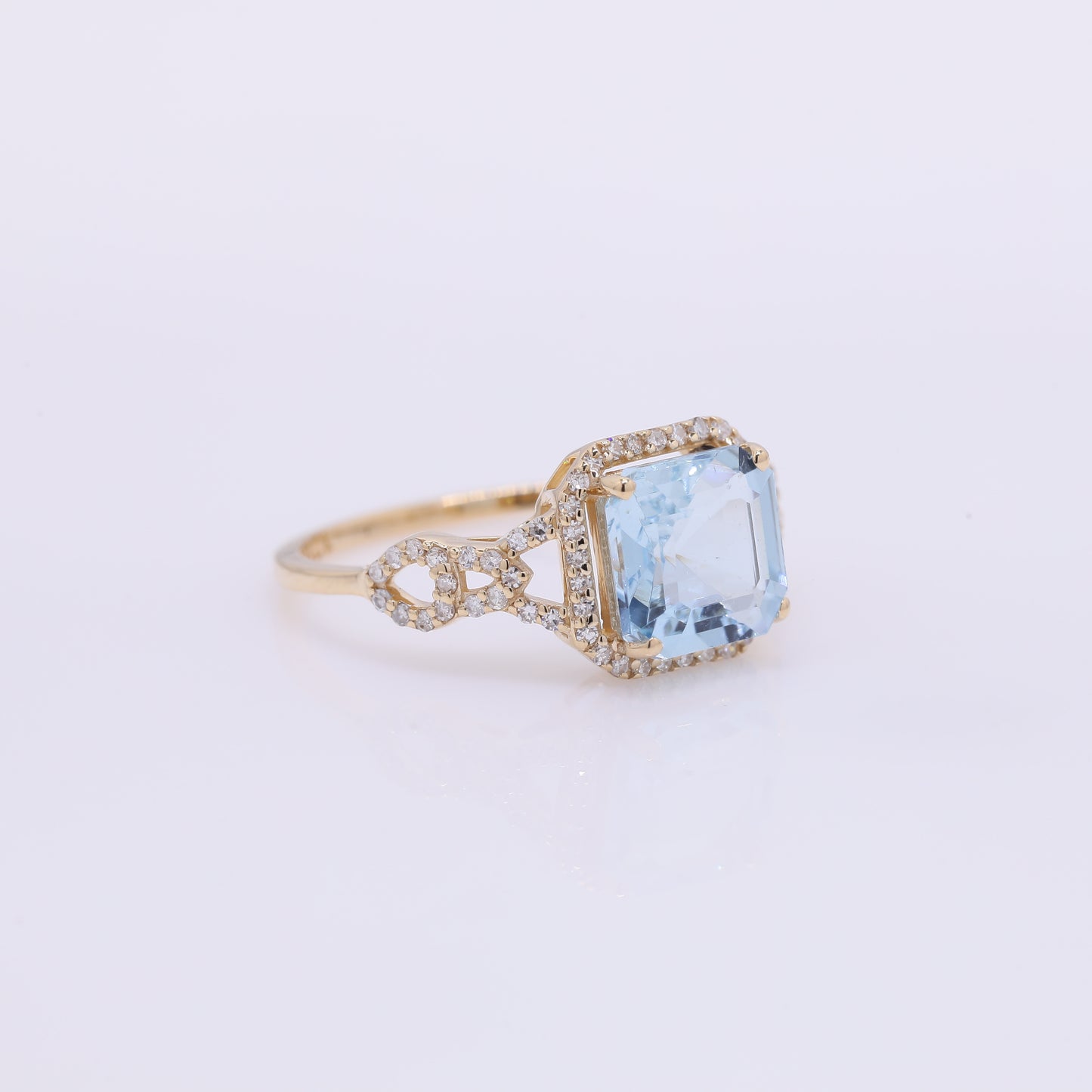 2.11 Ct Octagon Step Cut Natural Aquamarine 14K Gold Ring