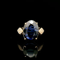 4.82 Ct Oval Mixed Cut Lab Grown Sapphire 14K Gold Ring