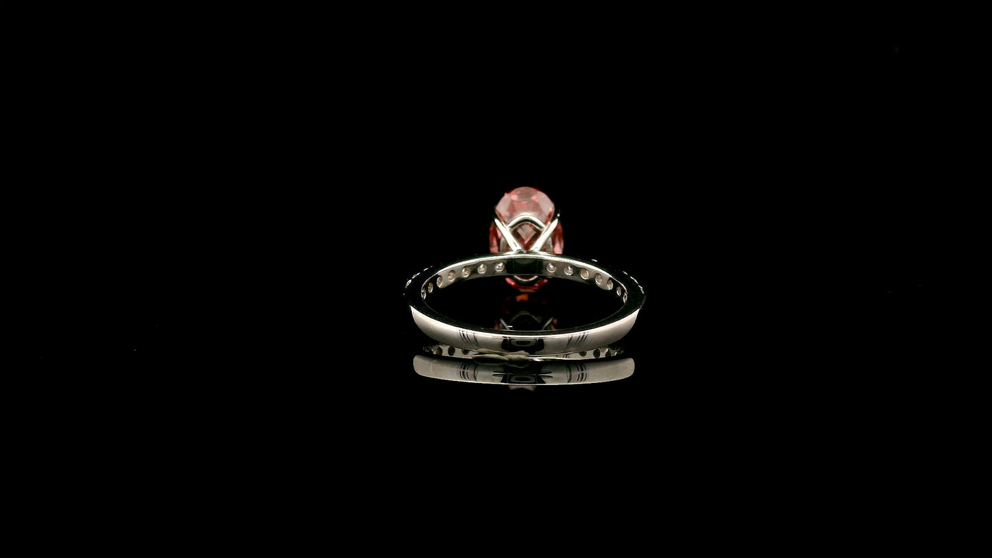 3.38 Carats Pink Lab Grown Diamond 14K Gold Ring