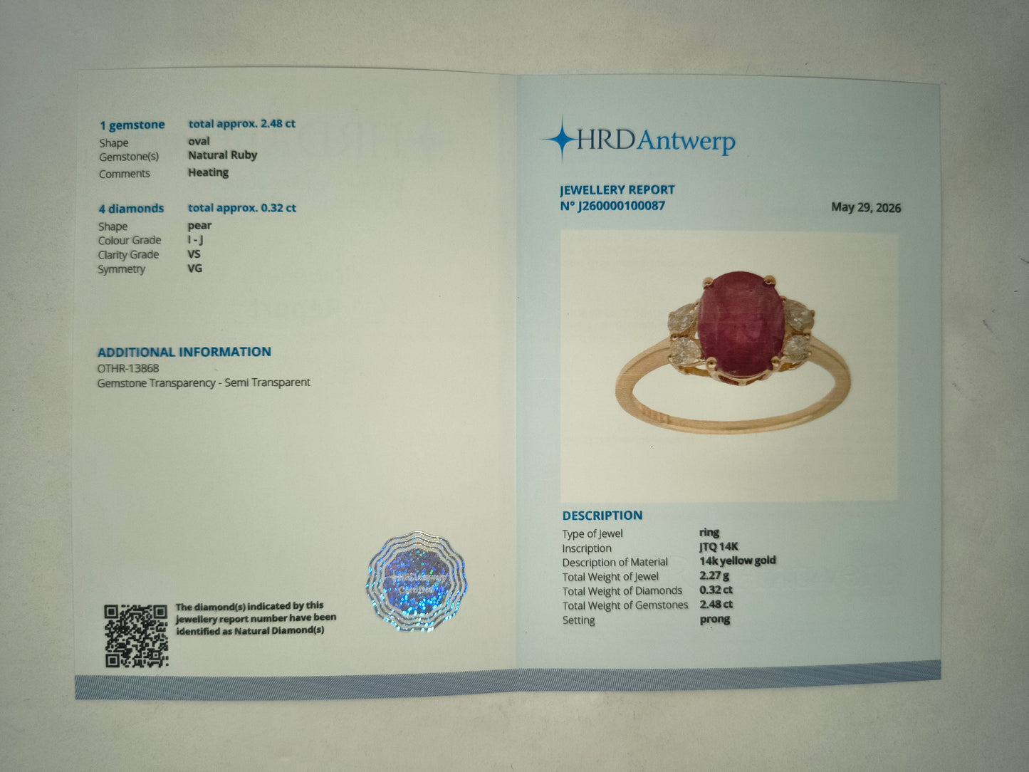 2.80 Ct Oval Mixed Cut Natural Ruby 14K Gold Ring