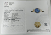 3.16 Ct Round Cabochon Natural Corundum Sapphire 14K Gold Ring